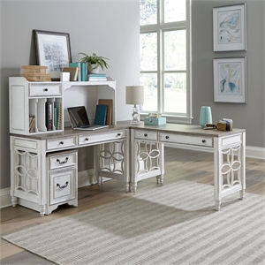 Liberty Furniture Magnolia Manor Home Office L Shaped Desk Set with Hutch White