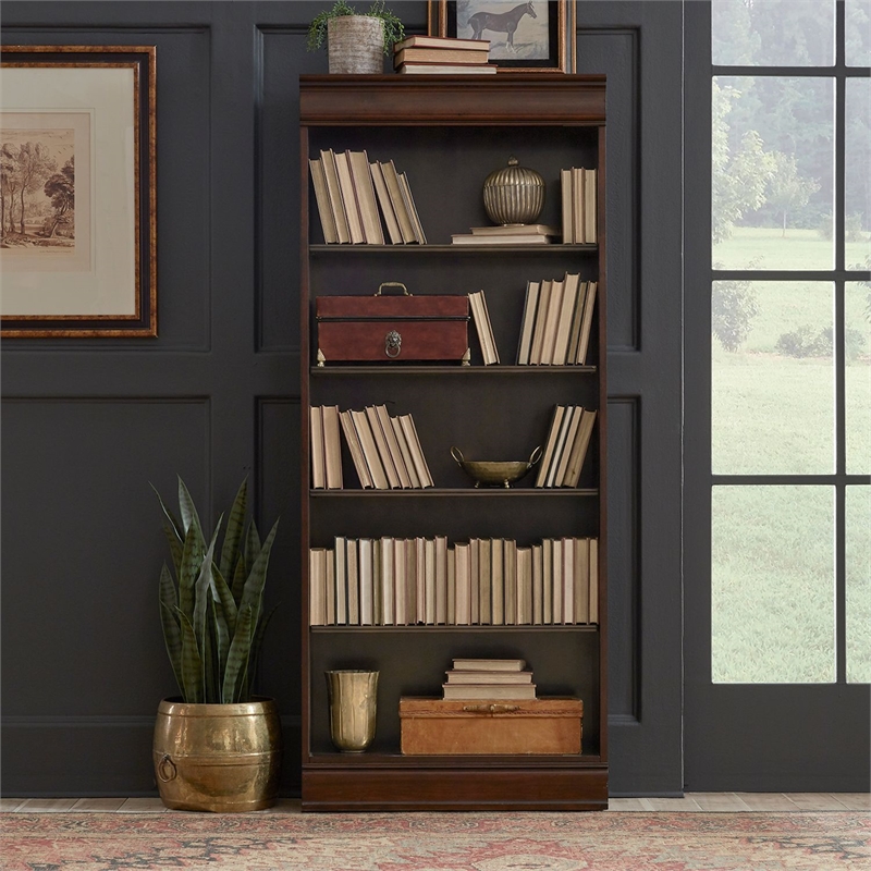 Liberty Furniture Brayton Manor Stepped Bookcase Wall 4 Piece Set - Brown