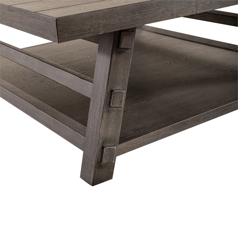 Liberty Furniture Modern Farmhouse Oversized Square Cocktail Table Gray