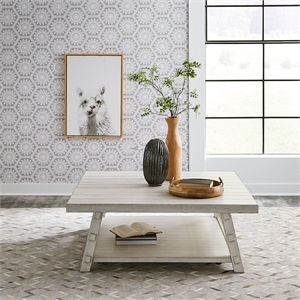 Liberty Furniture Modern Farmhouse Oversized Square Cocktail Table White