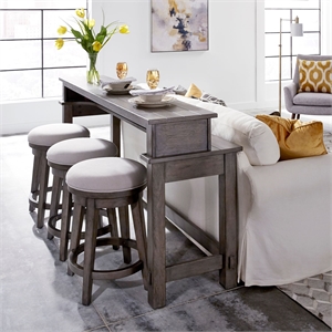 Liberty Furniture Modern Farmhouse 4 Piece Set Console Table 3 Stools Gray