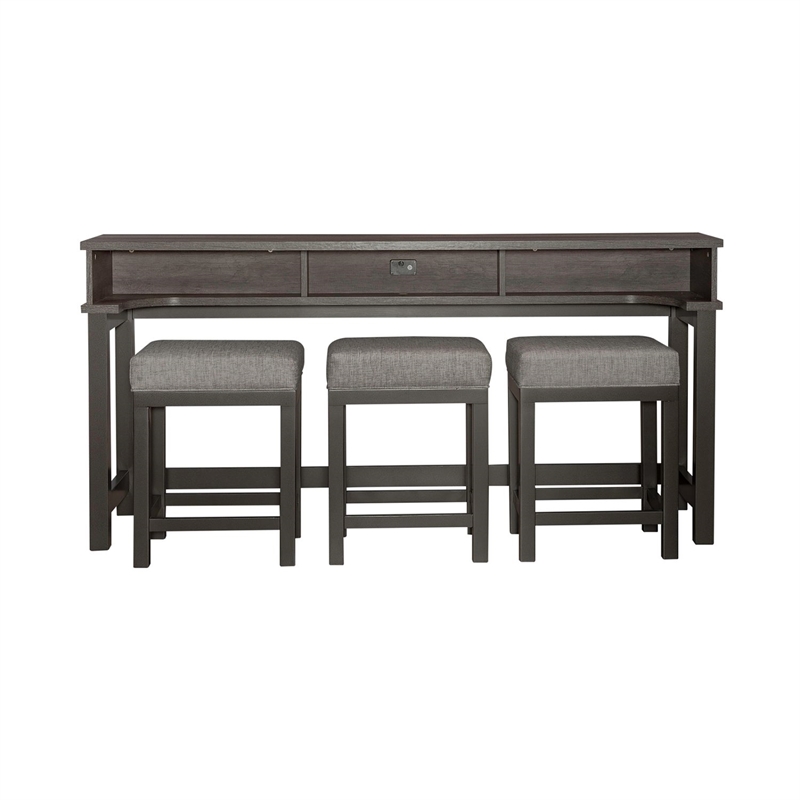 Liberty Furniture Tanners Creek 4 Piece Set Console Table 2 Stools Gray