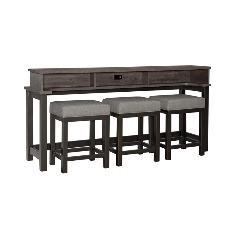 Liberty Furniture Tanners Creek 4 Piece Set Console Table 2 Stools Gray