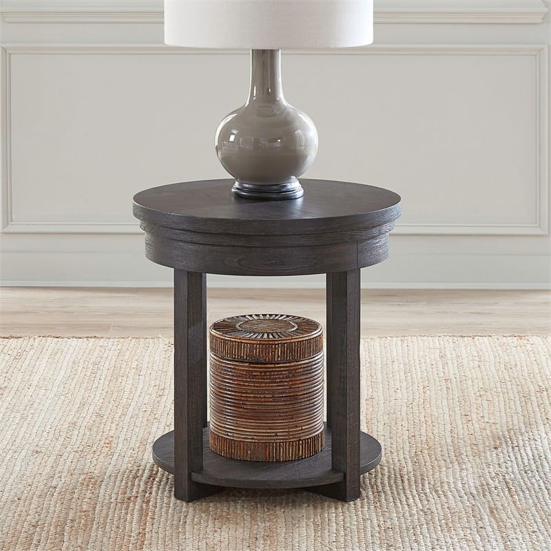 Liberty Furniture Weston Living Room Round End Table - Brown