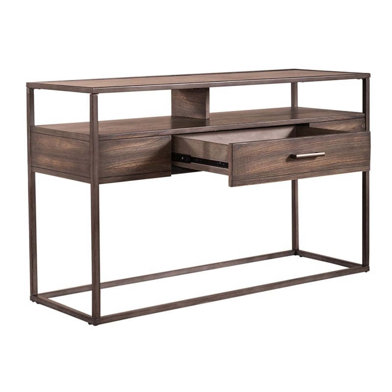 Liberty Furniture Jamestown Sofa Table Open Shelf Storage Drawer - Brown