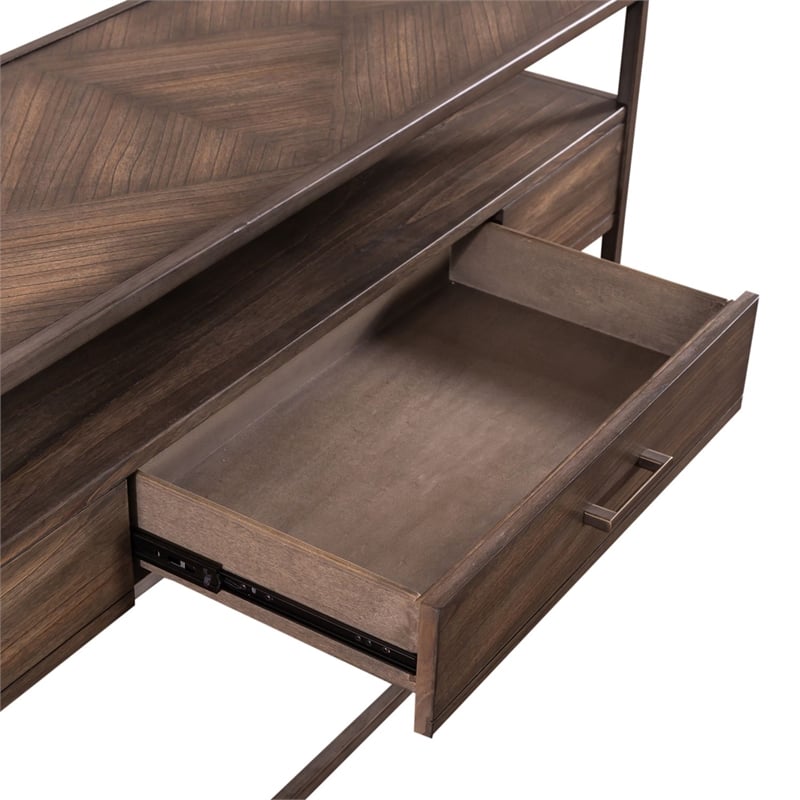 Liberty Furniture Jamestown Sofa Table Open Shelf Storage Drawer - Brown