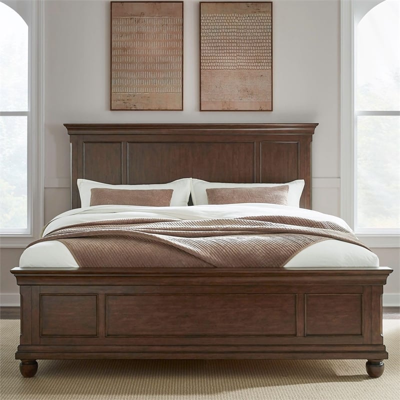 Liberty Furniture Rustic Traditions King California Panel Bed - Cherry