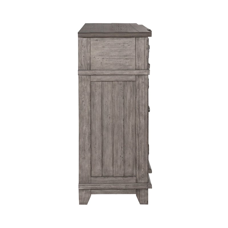 Liberty Furniture River Place Breakfront Server Dining Room Storage - Gray