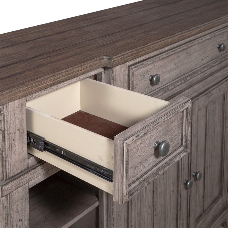 Liberty Furniture River Place Breakfront Server Dining Room Storage - Gray