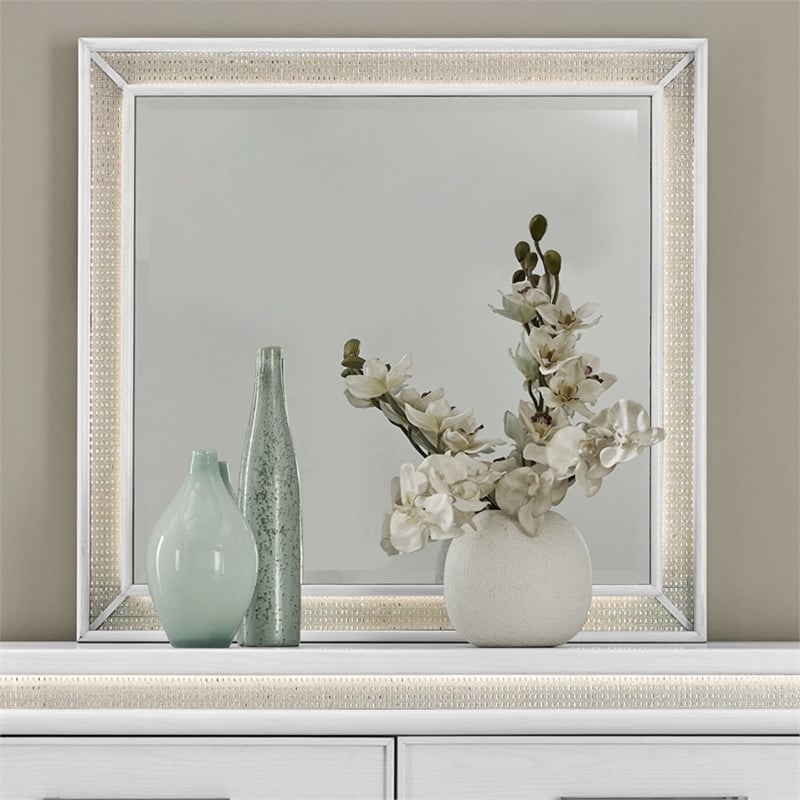 Liberty Furniture Reflections Lighted Mirror Bedroom Dresser Mount - White