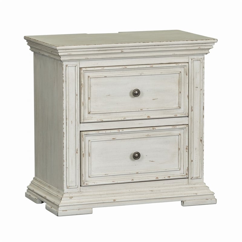 Liberty Furniture Big Valley 2 Drawer Night Stand with Charging Station - White