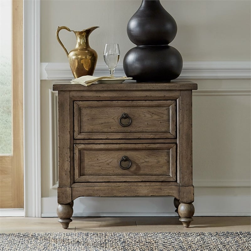 Liberty Furniture Americana Farmhouse 2 Drawer Night Stand with Charging Station