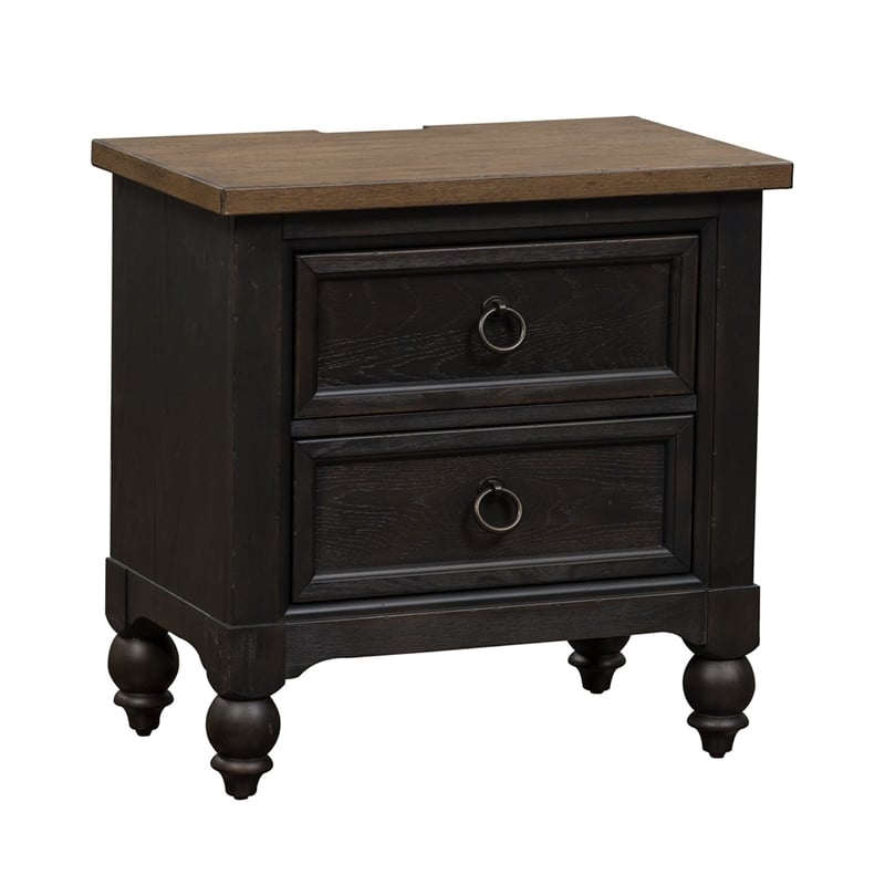 Liberty Furniture Americana Farmhouse 2 Drawer Night Stand USB Charging - Black