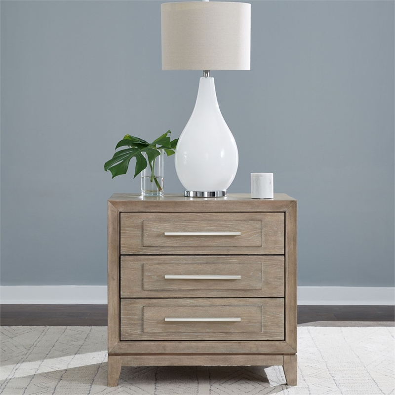 Liberty Furniture Brentwood 3 Drawer Nightstand with Charging Station - Brown