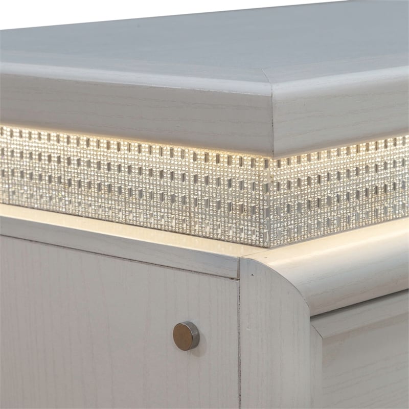 Liberty Furniture Reflections Nightstand with Lights & Charging Station White