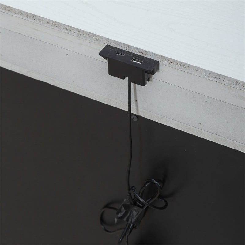 Liberty Furniture Reflections Nightstand with Lights & Charging Station White