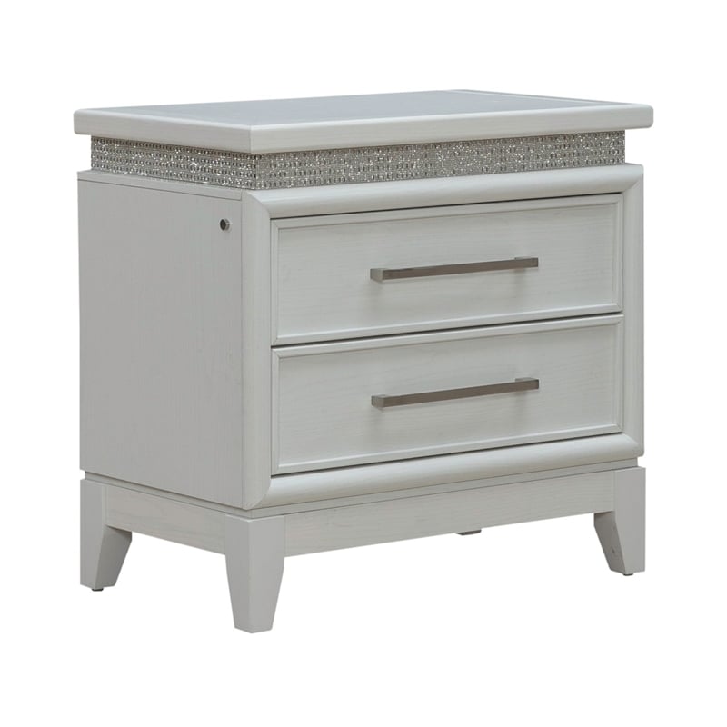 Liberty Furniture Reflections Nightstand with Lights & Charging Station White