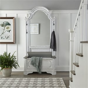 Liberty Furniture Magnolia Manor 2 Piece Mirror Hall Tree Storage Set - White