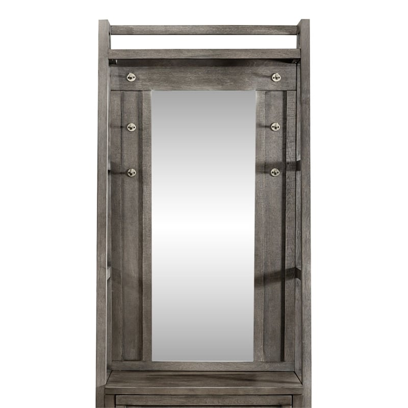 Liberty Furniture Modern Farmhouse 2 Piece Mirror Hall Tree Storage Set - Gray