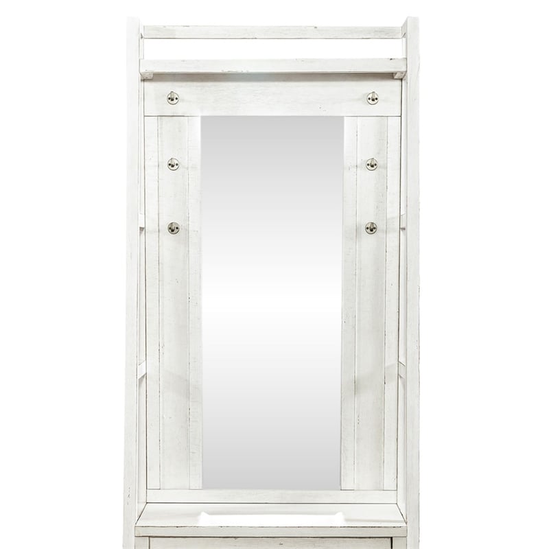 Liberty Furniture Modern Farmhouse 2 Piece Mirror Hall Tree Storage Set - White