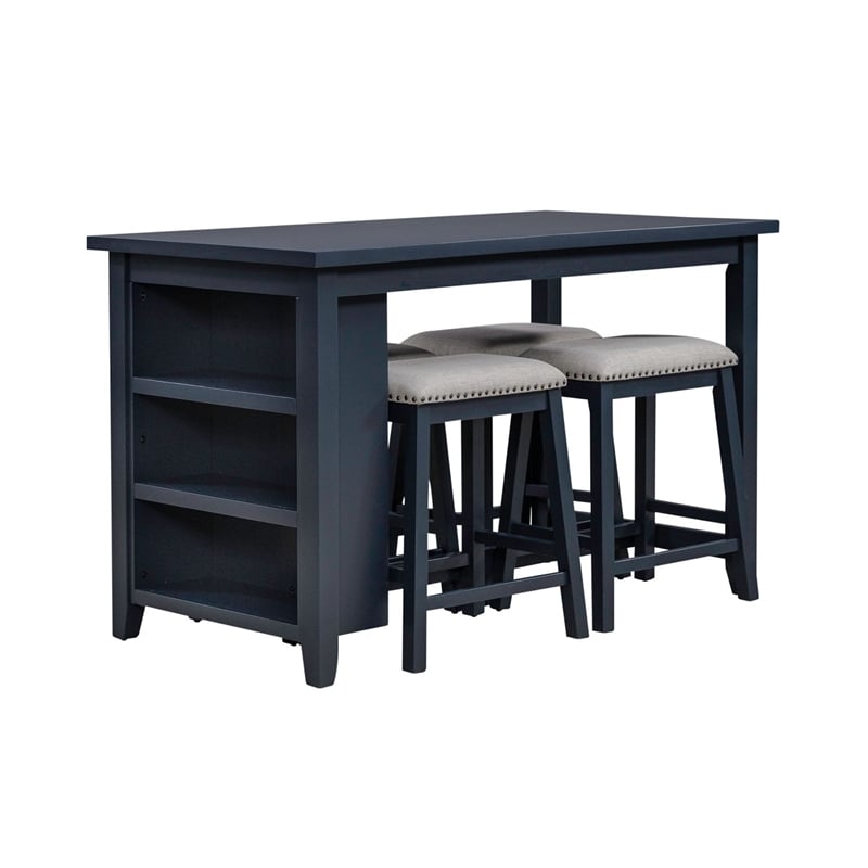 Liberty Furniture Brook Creek 5 Piece Kitchen Dining Counter Table Set Navy Blue