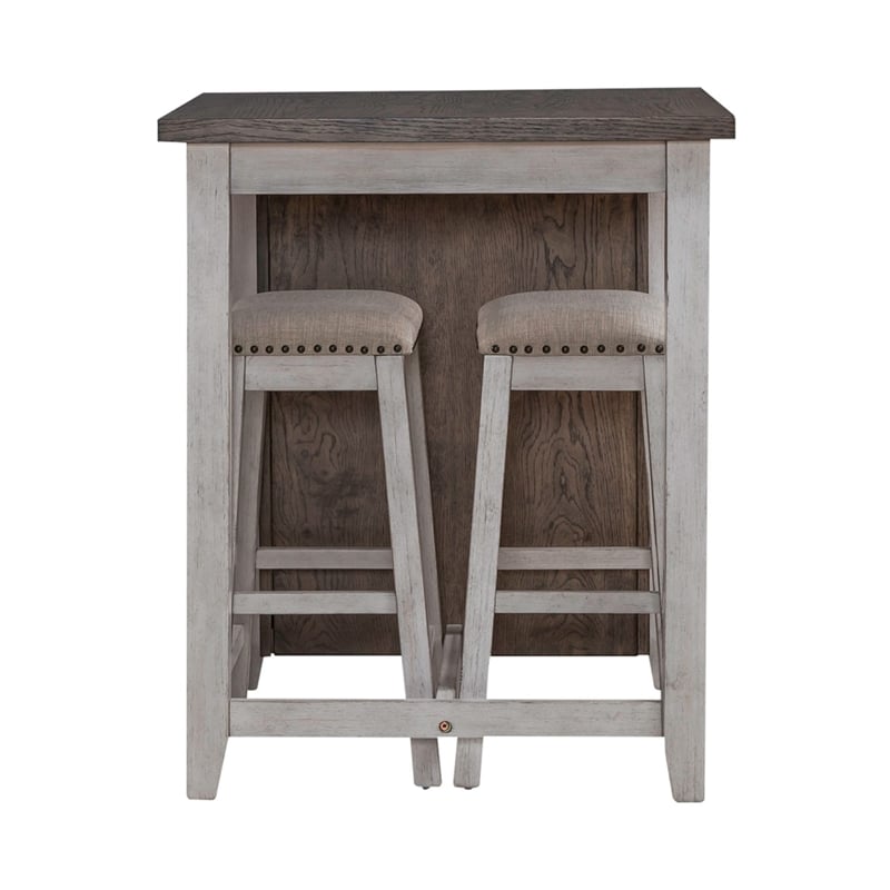 Liberty Furniture Brook Creek 3 Piece Kitchen Dining Counter Set Two Tone White