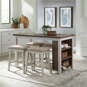 Liberty Furniture Brook Creek 5 Piece Kitchen Dining Counter Set- Two Tone White