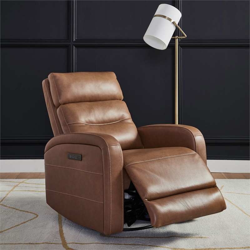 Liberty Furniture Rosslyn Power Recliner Chair with Charging Port - Brown