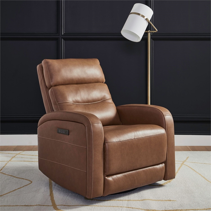 Liberty Furniture Rosslyn Power Recliner Chair with Charging Port - Brown