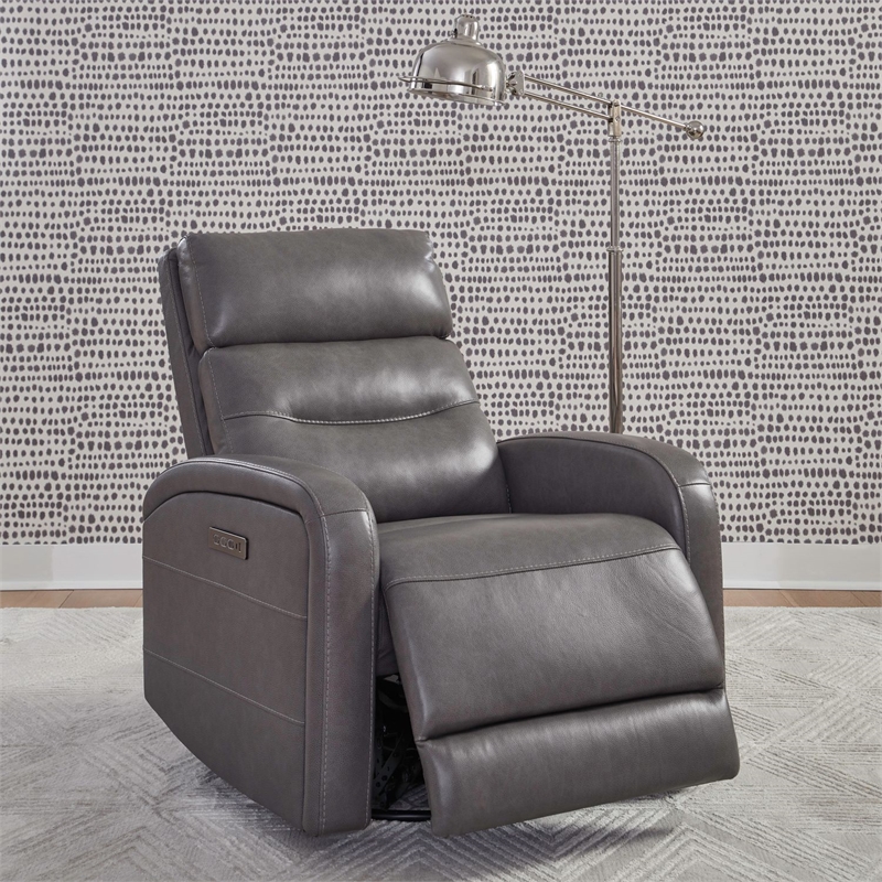 Liberty Furniture Rosslyn Power Recliner Chair with Charging Port - Gray