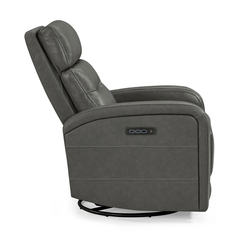 Liberty Furniture Rosslyn Power Recliner Chair with Charging Port - Gray