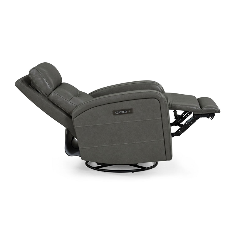 Liberty Furniture Rosslyn Power Recliner Chair with Charging Port - Gray