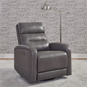 Liberty Furniture Rosslyn Power Recliner Chair with Charging Port - Gray