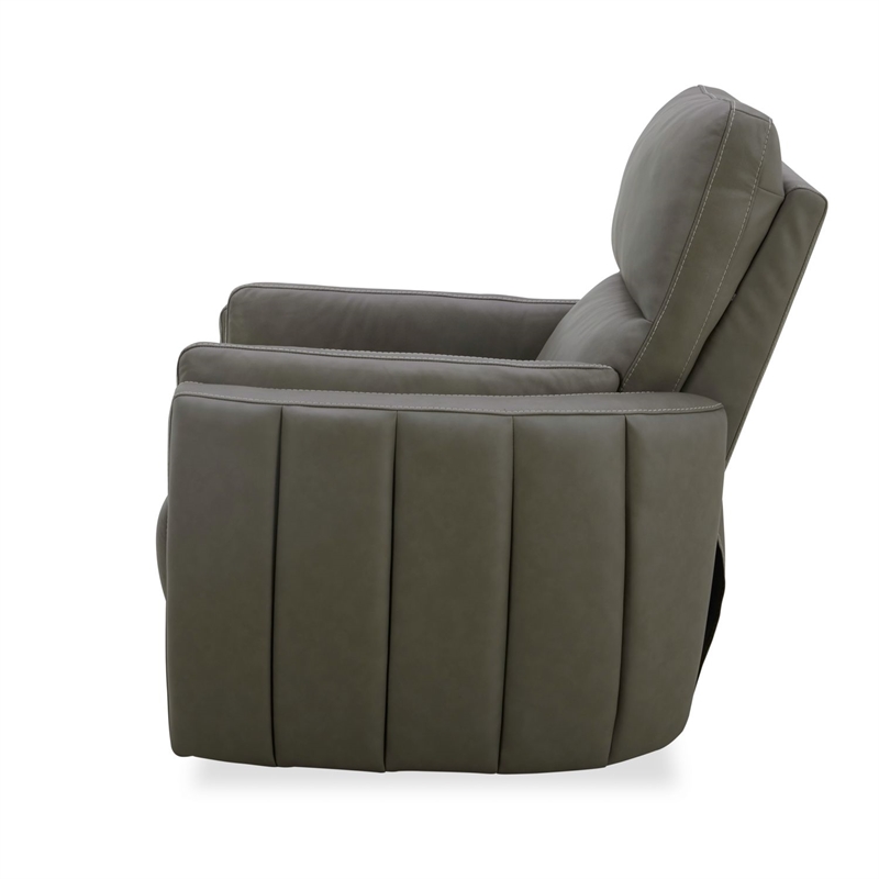 Liberty Furniture Reilly Power Recliner Swivel Chair with Cushion Arms- Gray