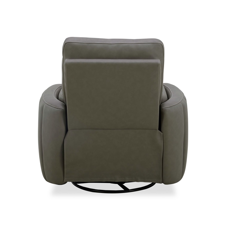 Liberty Furniture Reilly Power Recliner Swivel Chair with Cushion Arms- Gray