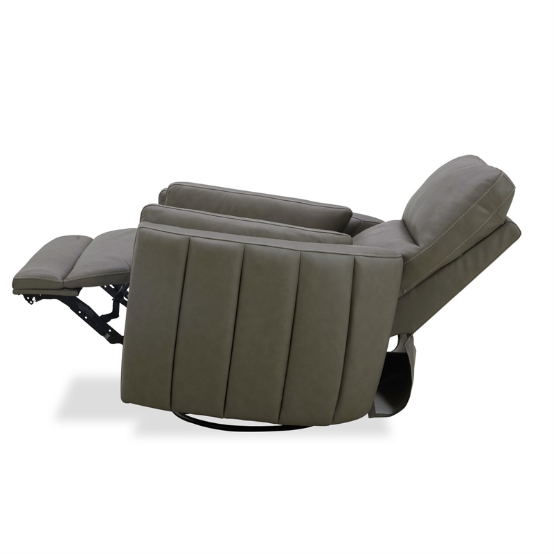 Liberty Furniture Reilly Power Recliner Swivel Chair with Cushion Arms- Gray