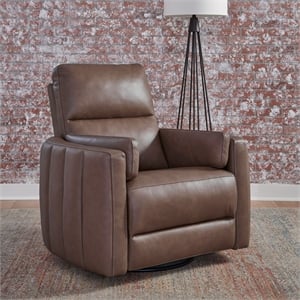 Liberty Furniture Reilly Power Recliner Swivel Chair with Cushion Arms - Brown