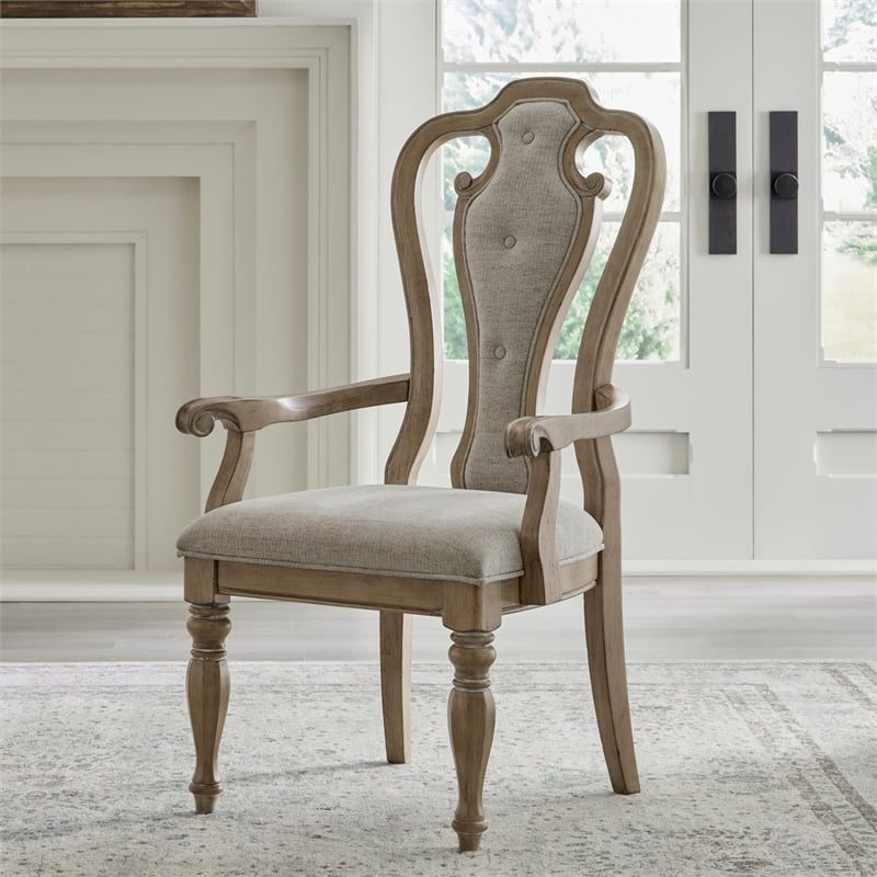 Liberty Furniture Magnolia Manor Dining Splat Back Arm Chairs Set of 2 - Brown