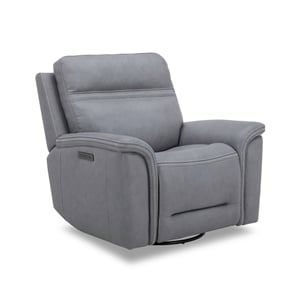 Liberty Furniture Cooper Power Recliner Chair - Charging Ports Blue Gray Leather