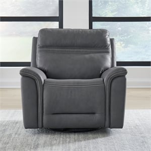 Liberty Furniture Cooper Power Recliner Chair - Charging Ports Blue Gray Leather