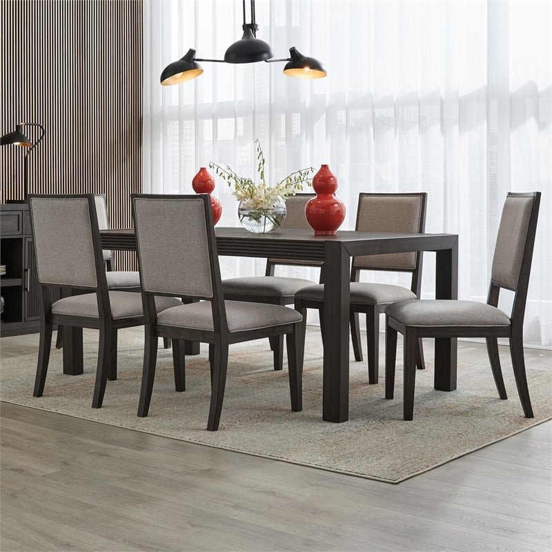 Liberty Furniture Modern Edge 7 Piece Rectangular Dining Room Table Set - Brown