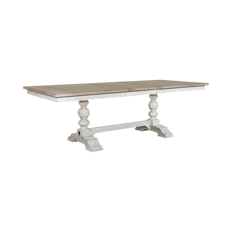 Liberty Furniture Whitney 6 Piece Trestle Dining Room Table Set - White Oak Wood