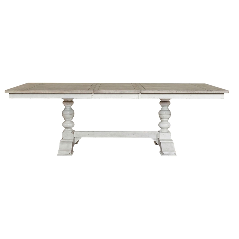 Liberty Furniture Whitney 6 Piece Trestle Dining Room Table Set - White Oak Wood