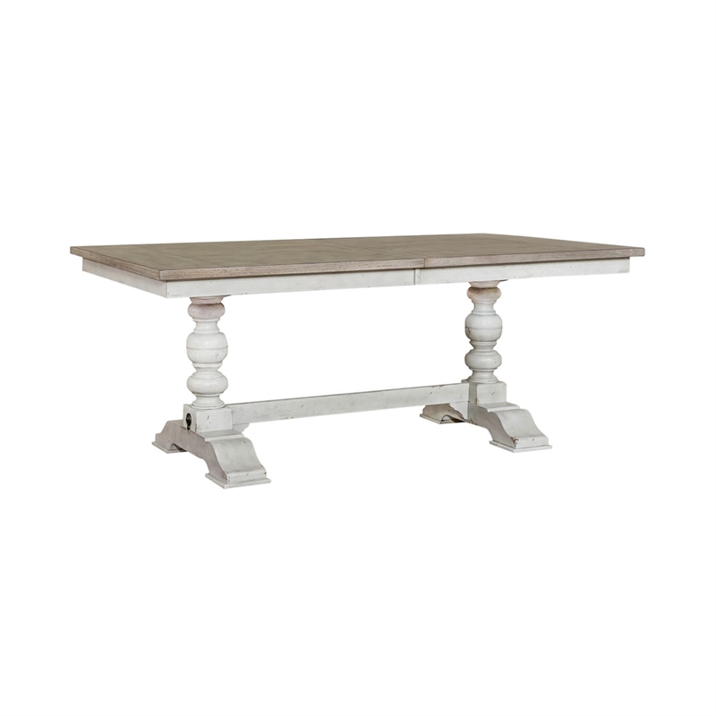 Liberty Furniture Whitney 7 Piece Trestle Dining Room Table Set - White Oak Wood
