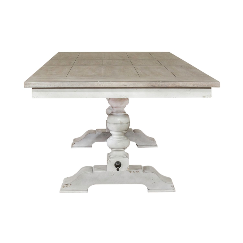 Liberty Furniture Whitney 7 Piece Trestle Dining Room Table Set - White Oak Wood