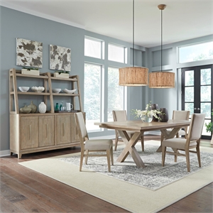 Liberty Furniture Brentwood 5 Piece Double Pedestal Dining Table Set - Brown