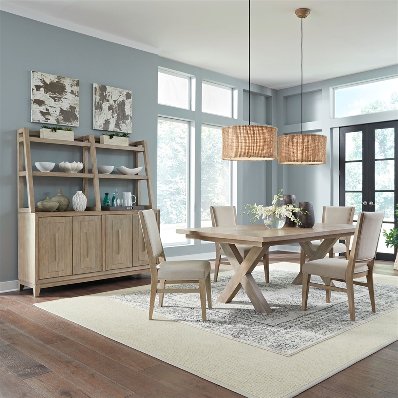Liberty Furniture Brentwood 5 Piece Double Pedestal Dining Table Set - Brown