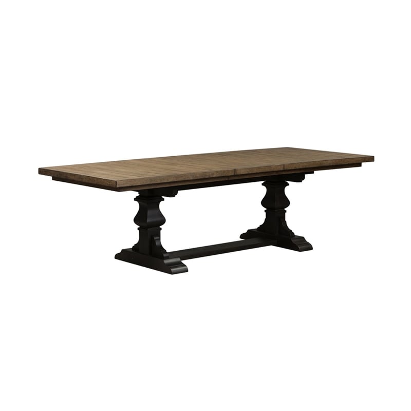 Liberty Furniture Harvest Home 7 Piece Trestle Dining Room Table Set - Black
