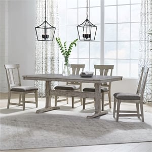 Liberty Furniture Hallendale 5 Piece Trestle Dining Room Table Set - White