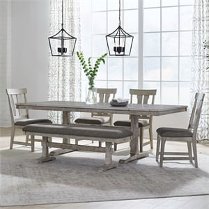Liberty Furniture Hallendale 6 Piece Trestle Dining Room Table Set - White